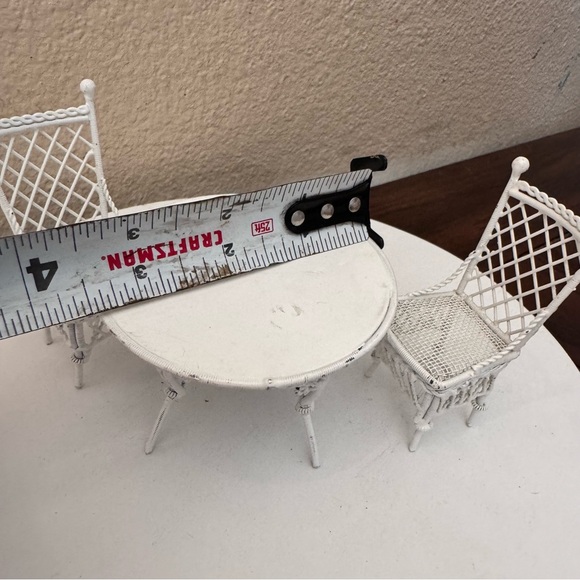 Vintage dollhouse furniture metal patio table chairs - Picture 7 of 8